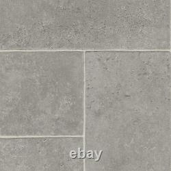 Vinyl Flooring Stone Tiles Grey Random Paving Slab Cushioned Bathroom Lino Roll