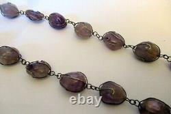 Vtg AMETHYST Natural Polished Gem Stone NECKLACE