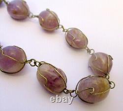 Vtg AMETHYST Natural Polished Gem Stone NECKLACE