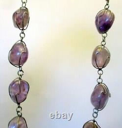 Vtg AMETHYST Natural Polished Gem Stone NECKLACE