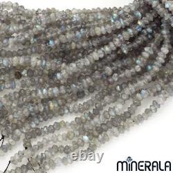 WHOLESALE NATURAL LABRADORITE GEMSTONE 5x3mm RONDELLE FACETED BEADS 15.5 STR