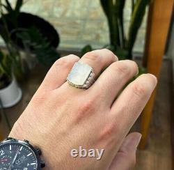 Yemeni Aqeeq Ring For Men, 925 Sterling Silver Natural Agate Ring, Shia Ring