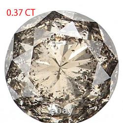0.37 Ct Diamant Loose Naturel, Coupe Ronde Brillante, Diamant Gris Noir L5065
