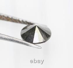 0,95 CT 6,60 MM Diamant naturel gris sel et poivre rond taille brillant non serti