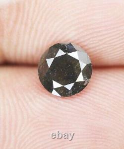 0,95 CT 6,60 MM Diamant naturel gris sel et poivre rond taille brillant non serti