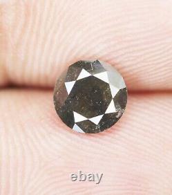 0,95 CT 6,60 MM Diamant naturel gris sel et poivre rond taille brillant non serti