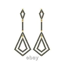 10k Or Jaune Rond Natural Labradorite Boucles D'oreilles Longues Dangle Chandelier