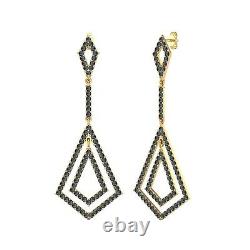 10k Or Jaune Rond Natural Labradorite Boucles D'oreilles Longues Dangle Chandelier