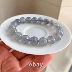 10mm Perles Rondes En Pierre Gemme Naturel Gris Stibnite Bracelet Aaa