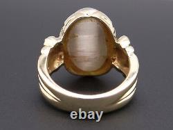 14k Or Jaune 14ct Cabochon Rutilated Quartz Flower Band Taille 9