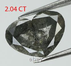 2.04 Ct Natural Loose Diamond Heart Black Grey Couleur I3 Clarity 9.50 MM Kdl7839