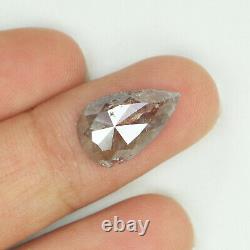 2.98 Ct Poire Diamantée Naturelle Brun Gris Couleur I3 Clarté 13.30 MM L9508
