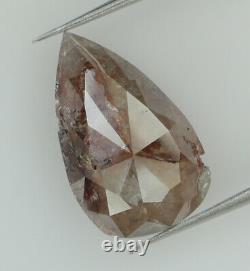 2.98 Ct Poire Diamantée Naturelle Brun Gris Couleur I3 Clarté 13.30 MM L9508