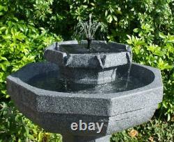2 Niveau Birdbath Caractéristique De L'eau Fontaine Solar Powered Stone Effect Garden