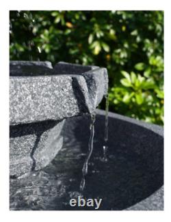 2 Niveau Birdbath Caractéristique De L'eau Fontaine Solar Powered Stone Effect Garden