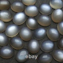 200 pièces de pierres précieuses lâches de cabochon ovale de 5x7mm en pierre de lune grise naturelle AO-372