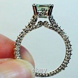 3.20 Ct Gray Blue Couleur Naturel Très Fire Moissanite Diamond 925 Silver Ring. 7,5