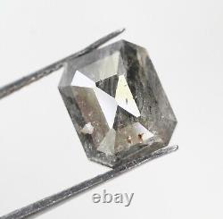 3,95 Ct Émeraude Naturelle Loose Diamant Couleur Grise Forme Émeraude Diamant Rustique