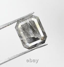 3,95 Ct Émeraude Naturelle Loose Diamant Couleur Grise Forme Émeraude Diamant Rustique