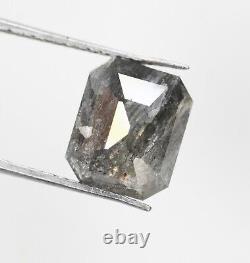 3,95 Ct Émeraude Naturelle Loose Diamant Couleur Grise Forme Émeraude Diamant Rustique