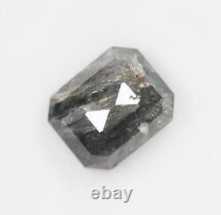 3,95 Ct Émeraude Naturelle Loose Diamant Couleur Grise Forme Émeraude Diamant Rustique