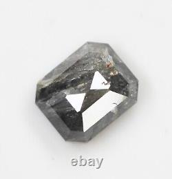 3,95 Ct Émeraude Naturelle Loose Diamant Couleur Grise Forme Émeraude Diamant Rustique