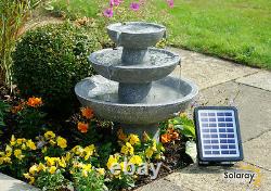3 Tier Solar Powered Stone Effet Cascading De L'eau Caractéristique De Haute Qualité À L'extérieur