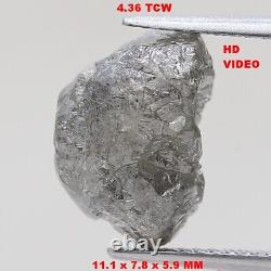 4,36 Ct Diamants Bruts Gris Naturels Non Taillés en Vrac de Clarté Opaque