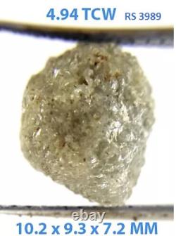 4.94ctw diamant brut naturel de forme irrégulière antique de couleur gris étincelante