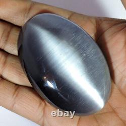 482,20 Carats de pierre précieuse ovale cabochon en œil de chat gris brillant naturel
