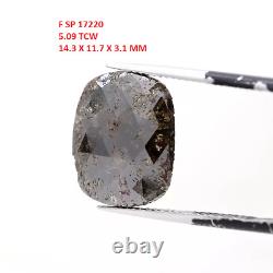 5.09ctw diamant ovale taillé naturel en vrac de couleur gris galaxie diamant rustique oval