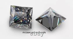 5 Ct Diamant naturel gris taille princesse D Grade CERTIFIÉ VVS1 + 1 cadeau gratuit A5601