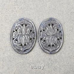 78.50cts Pierre précieuse de saphir gris argent naturel taillée en forme ovale 37.526mm paire