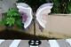 Aile De Papillon En Agate Grise Géode Sculptée Décor En Cristal Naturel Reiki + Support Jkm6