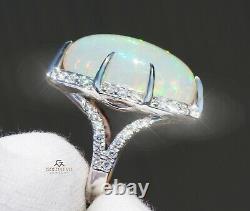 Anneau Opal White Gold Diamond Natural 14k Gia Certifié 22.57ctw Retail 16 600 $