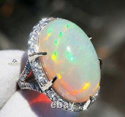 Anneau Opal White Gold Diamond Natural 14k Gia Certifié 22.57ctw Retail 16 600 $