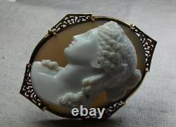 Antique Victorian Ariadne Hard Stone Cameo Brooch, Layaway Welcome