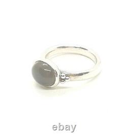 Authentique bague ovale en pierre de lune gris cabochon de grande taille en argent Pandora 925 ALE taille 56