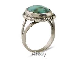 Bague Navajo en argent 925 avec turquoise bleue naturelle de l'artiste amérindien C. des années 80