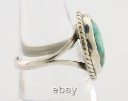 Bague Navajo en argent 925 avec turquoise bleue naturelle de l'artiste amérindien C. des années 80