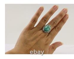 Bague Navajo en argent 925 avec turquoise bleue naturelle de l'artiste amérindien C. des années 80