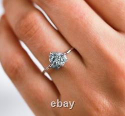 Bague d'anniversaire magnifique en diamant gris brut plaqué or blanc 14k pour femmes