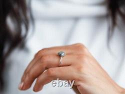 Bague d'anniversaire magnifique en diamant gris brut plaqué or blanc 14k pour femmes