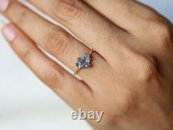 Bague d'anniversaire magnifique en diamant gris brut plaqué or blanc 14k pour femmes