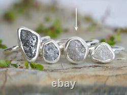 Bague de fiançailles en diamant brut gris clair de 2,65 ct, bague de fiançailles en diamant brut