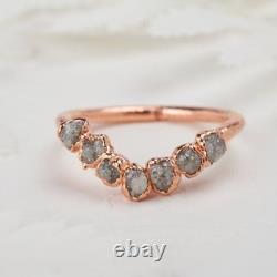 Bague de fiançailles unique en diamant brut gris naturel non taillé en chevron cadeau pour elle