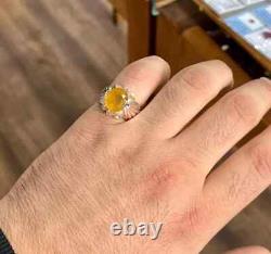 Bague en argent sterling 925 faite à la main avec un saphir jaune véritable de Ceylan de 9 carats, naturel