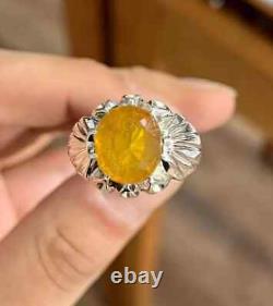 Bague en argent sterling 925 faite à la main avec un saphir jaune véritable de Ceylan de 9 carats, naturel