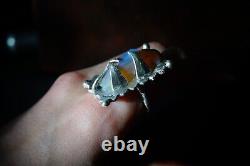 Bague en opale célestien, en argent pur massif, faite à la main, par Clovis, Taille M