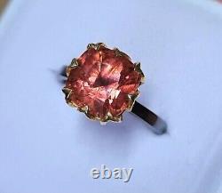 Bague en pierre précieuse naturelle de tourmaline rose, argent sterling 925, taille 6,1/4US